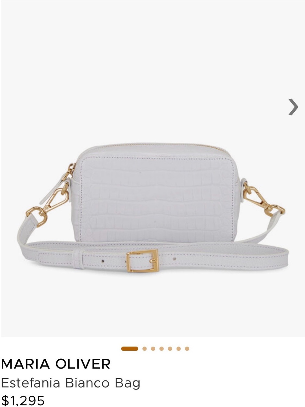 Marie Oliver Estefania Bianco Croc-Embossed White Crossbody with Gold Hardware